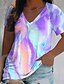 cheap Plus Size Tops-Women&#039;s Plus Size T shirt Tee Color Gradient Daily Going out Weekend Black Pink Blue Print Short Sleeve Streetwear Basic Casual V Neck Regular Fit Summer Spring