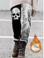 abordables Graphic Chic-Femme Collants Legging Géométrique Crânes Chat Imprimer Toute la longueur Elastique Taille haute Mode Halloween Casual Quotidien Rouge Vert S M
