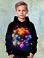 billige Hættetrøjer og sweatshirts til drenge-Børn Drenge Hættetrøje og sweatshirt Pullover Langærmet Sort 3D-udskrivning Regnbue Grafisk 3D Print Farveblok Med lommer Aktiv Basale 4-12 år