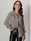 abordables Designer Tops-blusa camisera de raso con estampado de rayas