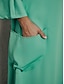 abordables Robes Maxi-Femme Capitale Robe casual Feuille Col V Robe longue maxi basique Classique du quotidien Vacances Manches 3/4 Eté Printemps