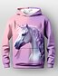 cheap Girls&#039; Tees &amp; Blouses-Kids Girls&#039; Hoodie Horse Rainbow Long Sleeve 3D Print Horse Daily Outdoor Active 3-12 Years / Fall / Winter
