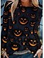 abordables T-shirts-Femme T shirt Tee chemise d&#039;Halloween Noir Graphic Potiron Imprimer manche longue Halloween Fin de semaine basique Halloween Col Rond Standard Abstrait Peinture Automne hiver