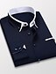 billige Skjorter til herrer-Herre Skjorte Ensfarget ikke-utskrift Krage Kneppet krage Daglig Arbeid Langermet Normal Topper Forretning Grunnleggende Hvit Grå Rosa