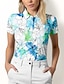 cheap Polo Top-Sun Protection Blue Floral Short Sleeve Polo Shirt