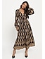billige Sale-maxi-kjole med v-hals med geometrisk trykk