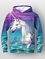 billige T-shirts &amp; Bluser til Piger-børne piger hættetrøje hest regnbue langærmet 3d print hest dagligt udendørs aktiv 3-12 år / efterår / vinter