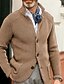 preiswerte Cardigan Sweaters-Herrenpullover, Strickjacke, Pullover, Jacke, Blazer, Waffelstrick, Stehkragen, kurz geschnitten, gestrickt, einfarbig, langärmelig, Basic, stilvoll, Outdoor, Alltag, Kleidung, Herbst, Winter, Blau, Khaki, S, M, L