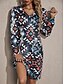 cheap Designer Dresses-Women&#039;s Geometric Print V Neck Mini Dress