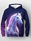 billige T-shirts &amp; Bluser til Piger-børne piger hættetrøje hest regnbue langærmet 3d print hest dagligt udendørs aktiv 3-12 år / efterår / vinter