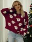cheap Christmas Sweater-Women&#039;s Pullover Crew Neck Knit Nylon Polyester Knitted Fall Winter Christmas Christmas Long Sleeve Animal Black Yellow Light Green S M L