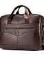 cheap Men&#039;s Bags-Men&#039;s Handbag Crossbody Bag Briefcase Leather Cowhide Laptop Bag Office Daily Waterproof Breathable Zipper Solid Color Dark Brown Black