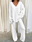 cheap Two Piece Sets-Fleece Lounge Sets for Women Solid White