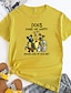 abordables Camiseta-Mujer Camiseta Perro Diario Manga Corta Escote en U Básico Algodón Regular S