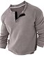 cheap Long Sleeve-Men&#039;s Plain Waffle Henley Long Sleeve Shirt
