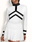 abordables Zip Up Pullover-Mujer Camisas de polo Negro Manga Larga Protección Solar Camiseta Bloque de color Otoño Invierno Ropa de golf para damas Ropa Trajes Ropa Ropa
