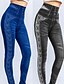 abordables Pantalones Mujer-Mujer Poliéster Flores Moda Negro Azul Alta cintura Deportivo Ropa Deportiva Verano Primavera