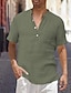 cheap Short Sleeves-Men&#039;s Summer Linen Beach Shirt Solid Short Sleeve