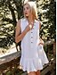 cheap Designer Dresses-Women&#039;s Linen Sleeveless Ruffle Mini Shirt Dress
