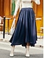 abordables Designer Bottoms-Mujer Falda Línea A Columpio Midi Satén Azul marinero Amarillo Faldas Otoño invierno Elegante Casual Cita Vacaciones S M L