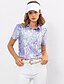 abordables Polo Top-Femme T-shirt POLO Bleu Violet Manche Courte Protection Solaire Top Tie Dye Vêtements de golf pour femmes, tenues, vêtements
