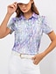 preiswerte Polo Top-Damen poloshirt Blau Purpur Kurzarm Sonnenschutz Shirt Batik Damen-Golfkleidung, Kleidung, Outfits, Kleidung