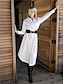 abordables Robes Décontracté-Cotton Belted Pocket Midi Shirt Dress