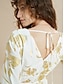 abordables Designer Dresses-Vestido Casual Mujer Estampado Floral Midi V Cuello Primavera Otoño S M L XL 2XL