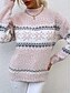 billige Sweaters &amp; Cardigans-genser for kvinner genser turtleneck ribbestrikk akryl strikket høst vinter jul daglig juleferie vintage stil langermet snøfnugg rosa blå aprikos s m l