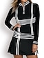 abordables Zip Up Pullover-Mujer Camisas de polo Negro Manga Larga Protección Solar Camiseta Rayas Otoño Invierno Ropa de golf para damas Ropa Trajes Ropa Ropa