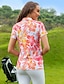 abordables Polo Top-Femme T-shirt POLO Rouge Bleu Manche Courte Protection Solaire Top Floral Vêtements de golf pour femmes, tenues, vêtements