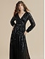 cheap Designer Dresses-Women&#039;s Juno Sequin Black Long Sleeve Maxi Dress