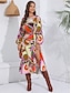 cheap Designer Dresses-Casual Floral Block Swing Midi Dress