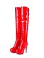 abordables Boots-Mujer Botas Botas de stripper Botas Sexy Botas de tacon Fiesta Discoteca Color sólido Botas por encima de la rodilla Botas altas de muslo Invierno Hebilla Plataforma Tacón de Aguja Dedo redondo Moda
