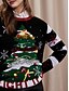 preiswerte Designer Sweaters &amp; Cardigans-Damen Weihnachtspullover Gerippt Rundhalsausschnitt Stricken Polyester Herbst Winter Bedruckt Strick Outdoor Heim Weihnachten Standard Langarm Urlaub Modisch Brautkleider schlicht Weihnachtsbaum