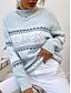 economico Sweaters &amp; Cardigans-maglione da donna maglione dolcevita lavorato a maglia a coste acrilico lavorato a maglia autunno inverno natale quotidiano vacanze natalizie stile vintage manica lunga fiocco di neve rosa blu
