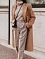cheap Coats &amp; Trench Coats-Women&#039;s Wool Blend Coat Winter Long Pea Coat Fall Double Breasted Lapel Over Coat Warm Windproof with Pockets Streetwear Casual Jacket Long Sleeve White Khaki
