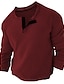 cheap Long Sleeve-Men&#039;s Plain Waffle Henley Long Sleeve Shirt