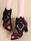 cheap Boots-Women&#039;s Boots Sandals Boots Summer Boots Party Daily Floral Booties Ankle Boots Summer Lace Chunky Heel Open Toe Elegant Vintage Business PU Zipper Black Burgundy