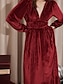 cheap Designer Dresses-Women&#039;s Structured Velvet Ruched V Neck Maxi Dress