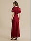 billige Sale-Women&#039;s Elegant Long Maxi Dress   Wine  Short Sleeve  V Neck