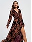 abordables Print Dresses-Vestido largo de terciopelo con estampado floral  elegante y para fiestas