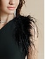 cheap Designer Dresses-Feathered One Shoulder Dress