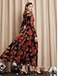 preiswerte Sale-SEO Französisch Damen Kleider  Maxikleid Rote Langarm Blumenmuster Modekleid Hochzeitsgast 2023 S M L XL XXL
