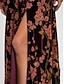 baratos Print Dresses-Vestido veludo preto festa maxi V decote  manga longa floral chique  tamanho S a XXL   SEO Francês