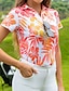 billige Polo Top-Dame POLO T-skjorte Rød Blå Kortermet Solbeskyttelse Topper Blomstret Dame golfantrekk Klær Antrekk Bruk klær