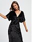 cheap Designer Matching Outfits-(Free Earrings) Black Velvet Prom Dress &amp;  Silk Evening Clutch Matching Sets