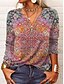 billige Tops &amp; Blouses-Dame Plusstørrelser Skjorte Henley-skjorte Bluse Paisley Knap Trykt mønster Daglig Afslappet Langærmet V-hals Sort Efterår vinter