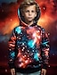 billige Hættetrøjer og sweatshirts til drenge-Børn Drenge Hattetrøje Langærmet 3D-udskrivning Galakse Sort Børn Toppe Aktiv Basale Skole