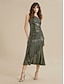 cheap Designer Dresses-Elegant One Shoulder Sequin Midi Dress